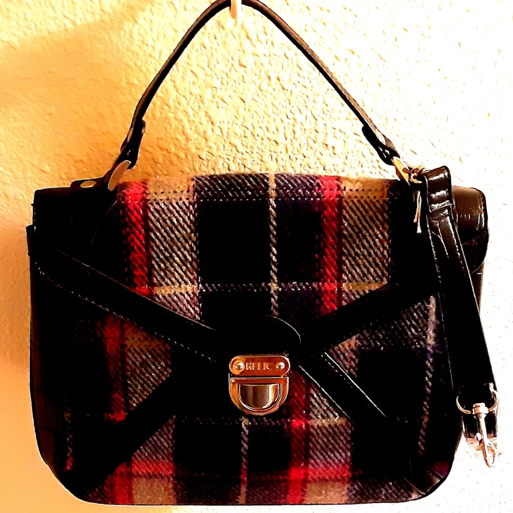 Relic By Fossil Purple/Pink Plaid Handbag Shoulder Bag NWOT - Picture 7 of 16